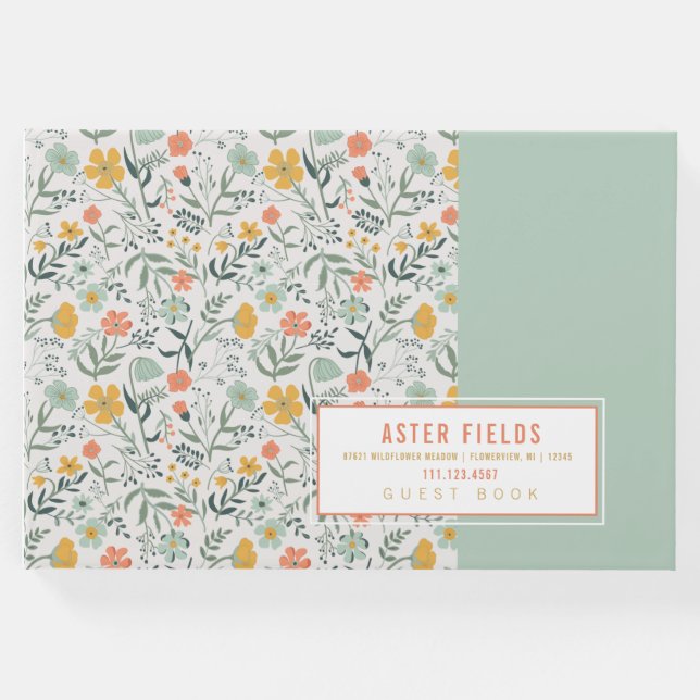Livro De Visitas Personalizar um Belo Padrão Botânico Floral (Frente)