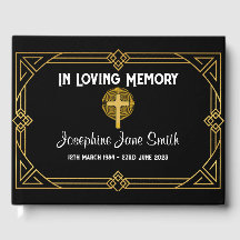 Personalizável Art Deco Funeral Memorial Guest Boo