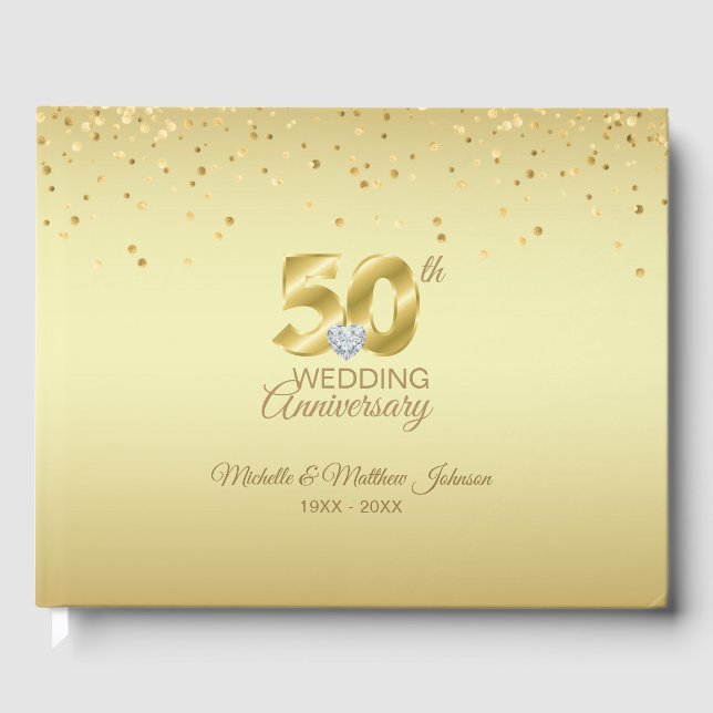 Livro De Visitas Personalized 50th Golden Wedding Anniversary (Frente)
