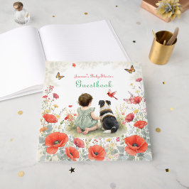 Livro De Visitas Personalized Baby Girl and her Puppy Baby Shower 