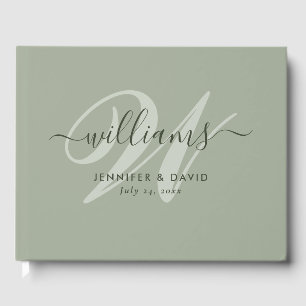 Livro De Visitas Personalized Sage Green Monogram Wedding