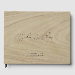 Livro De Visitas Personalized Wedding Modern Minimalist Faux Wood