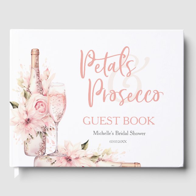 Livro de Visitas Pétalas de Boho e Prosecco de Ver (Frente)