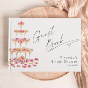 Livro De Visitas Pétalas e Chá de panela Prosecco - Rosa quente