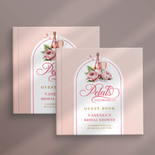 Livro De Visitas Pétalas encantadoras e prosecco rosado dourado Chu