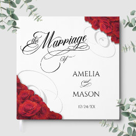 Livro De Visitas Photo Red Roses Calligraphy Script Square Wedding