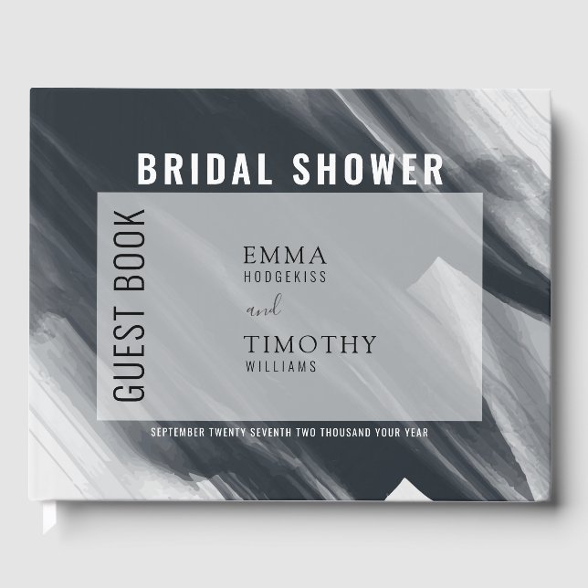 Livro De Visitas Pinceladas modernas, pretas e cinzas (Frente)