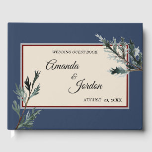 Livro De Visitas Pine Blue Casamento no inverno Guest Book
