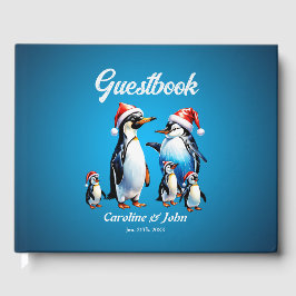 Livro De Visitas Pinguins bonitos num estilo animado,