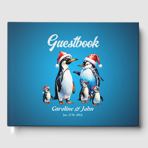 Livro De Visitas Pinguins bonitos num estilo animado,