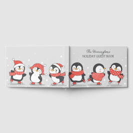 Livro De Visitas Pinguins de Sking de Nome Personalizado
