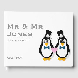 Livro De Visitas Pinguins Sr. e Sr. Wedding Guest Book (Personalizá