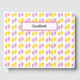 LIVRO DE VISITAS PINK AMARELO BRANCO DE GAROTA