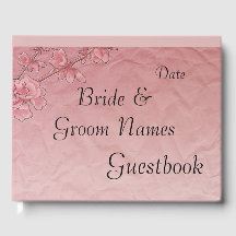 Pink Cherry Blossoms Casamento ou Chá Guestbook