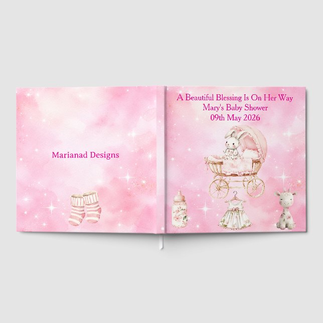 Livro De Visitas Pink Chinoiserie Baby Shower Guest Book (Completo)