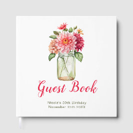 Livro De Visitas Pink Dahlias Mason Jar Birthday Party