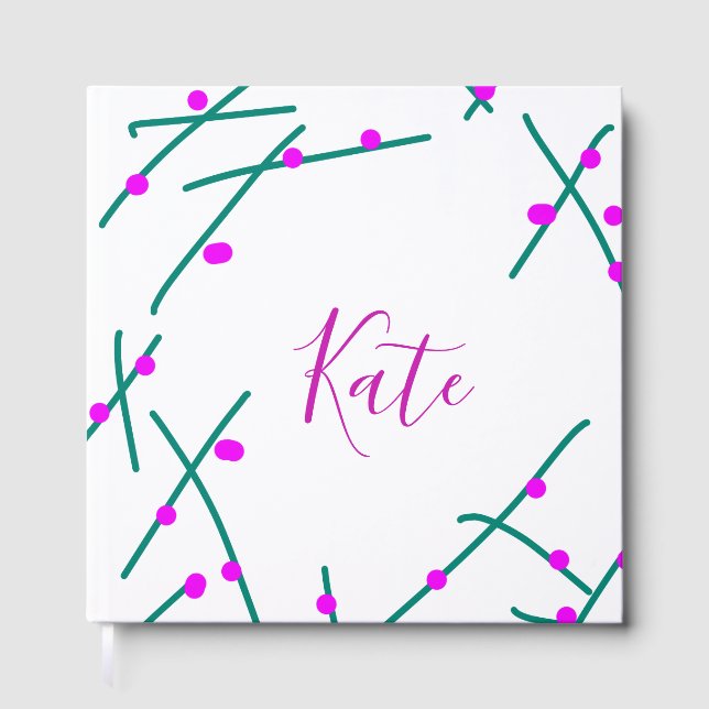 Livro De Visitas Pink green cherry tree name boho retro rustic bold (Frente)