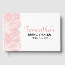 Livro De Visitas Pink Lace Bridal Shower  Guest Book
