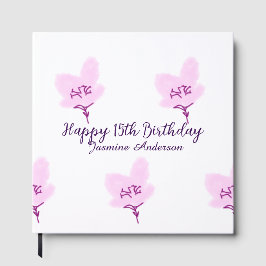 Livro De Visitas Pink mauve floral 15th birthday quinceanera name d
