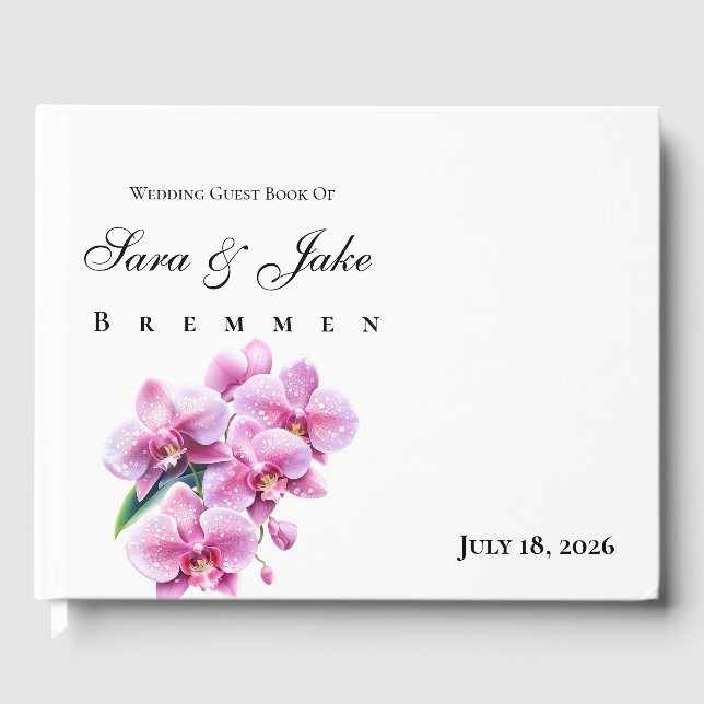 Livro De Visitas Pink Orchid Wedding (Frente)