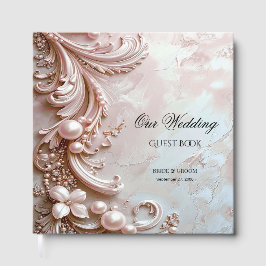 Livro De Visitas Pink Ornate Pearl and Floral Guest Book