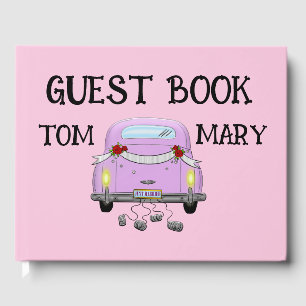 Livro De Visitas PINK RETRO-NA MODA WEDTING Guest Book