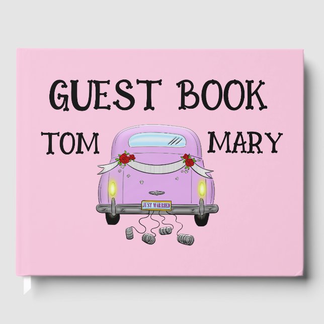 Livro De Visitas PINK RETRO-NA MODA WEDTING Guest Book (Frente)