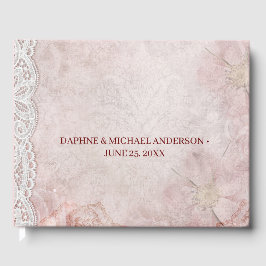 Livro De Visitas Pink Simples e Elegante Casamento Chic
