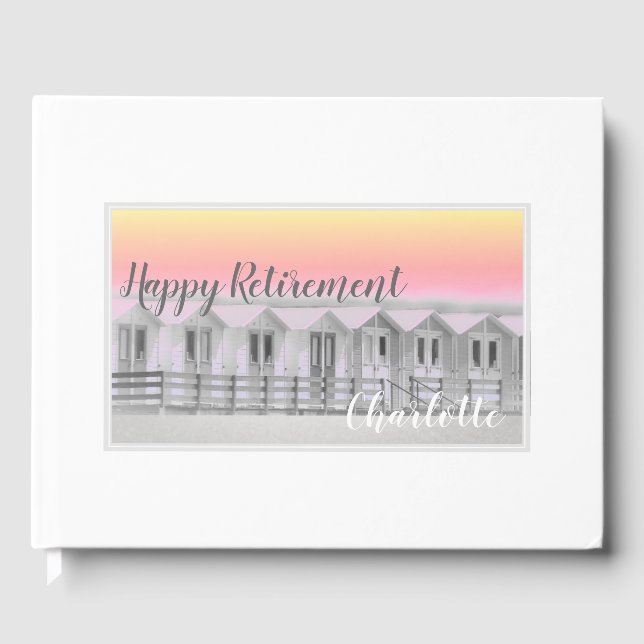 Livro De Visitas Pink sunset Cornish Beach hut aposentadoria (Frente)