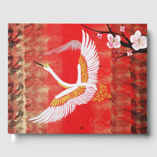 Livro De Visitas Pintor vermelho sakura japonês