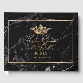 Livro De Visitas PixDezines Marble+Faux Dourado Crown+Script de Ric