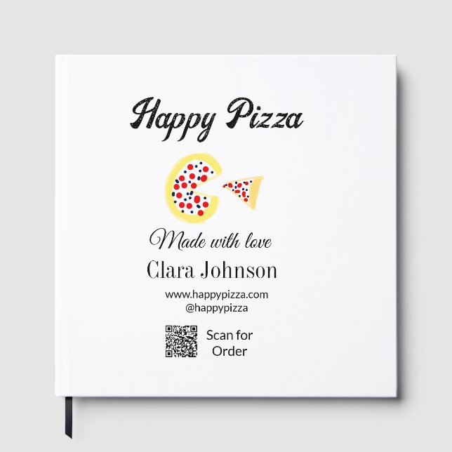 Livro De Visitas Pizza restaurant cafe pizzeria scan QR code order  (Frente)