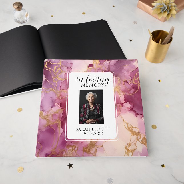 Livro De Visitas Placa de Espuma In Loving Memory com Foto | Person (Frente aberta)