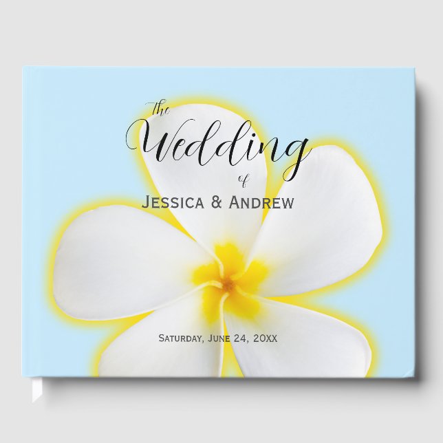 Livro De Visitas Plumeria Tropical, Branca e Amarela, Casamento Flo (Frente)