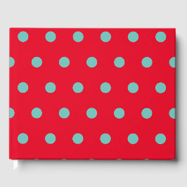 Livro De Visitas Polka Dot Guest Book (Red & Aqua)
