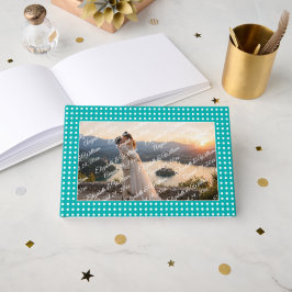 Livro De Visitas Pontos Brancos em Azul Turquesa – Casamento Person