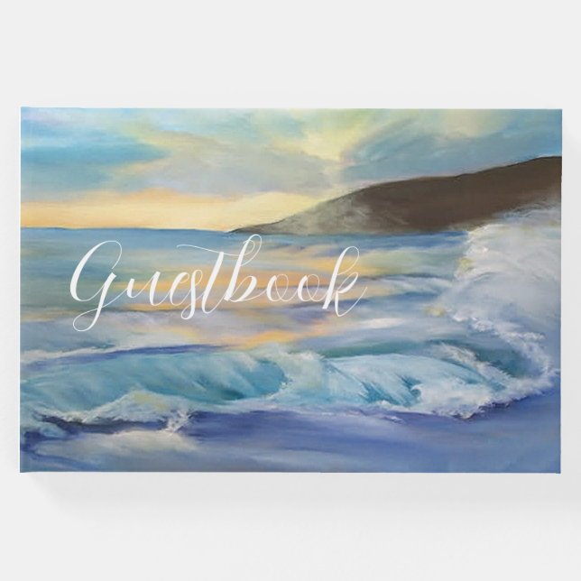 Livro De Visitas Pôr do sol na praia azul náutico (Frente)