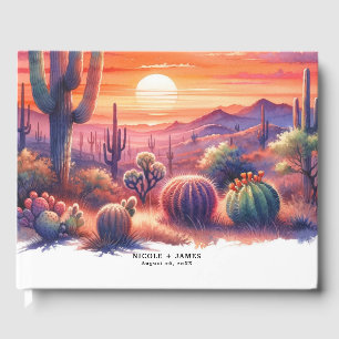 Livro De Visitas Pôr do Sol no Deserto Água-forte Casamento Sudoest