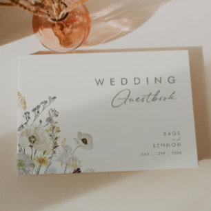 Livro De Visitas Prado de flor selvagem Casamento de marfim