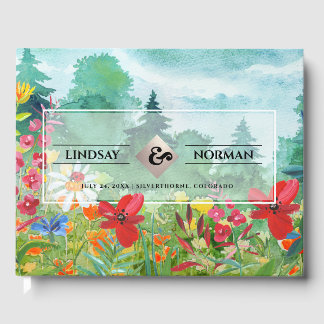 Livro De Visitas Prado Selvagem de Aquarela | Casamento de flores s