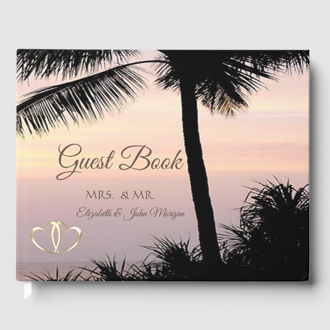 Livro De Visitas Praga Palms Sunset Hearding Wedding (Frente)