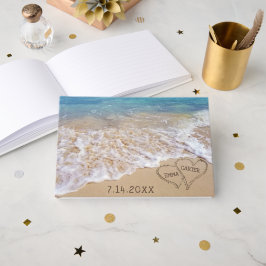 Livro De Visitas Praia de Casamento Corações Com Nomes