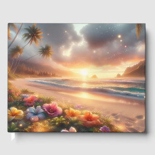 Livro De Visitas Praia Tropical Encantada Casamento Mágico de Hibis
