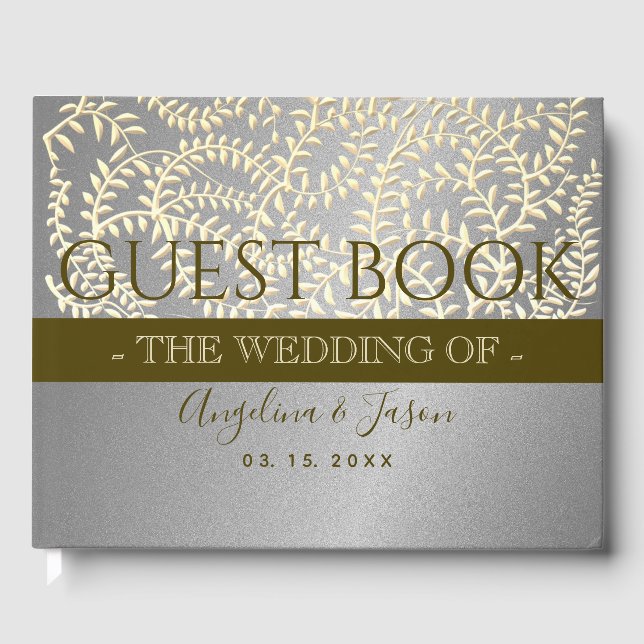 Livro De Visitas Prata e Dourado Casamento (Frente)