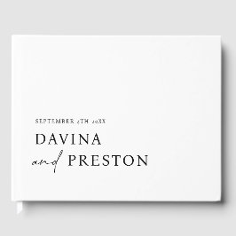 Livro De Visitas Preto Branco Mínimo Moderno de Script Contemporâne