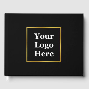 Livro De Visitas Preto comercial e Dourado elegante seu logotipo aq