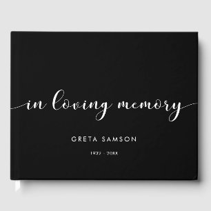 Livro De Visitas Preto e branco elegante no funeral da memória amor