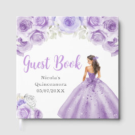 Livro De Visitas Princesa Floral em Vestido de Púrpura Empoeirado Q