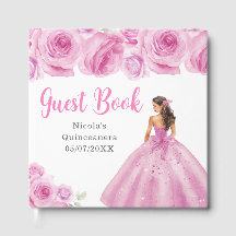Princesa Floral em Vestido Rosa Claro Quinceanera