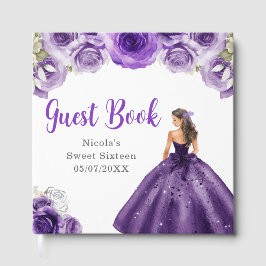 Livro De Visitas Princesa Floral em Vestido Roxo Escuro Sweet Sixte